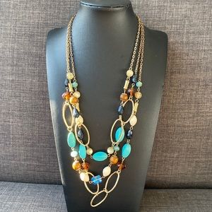 Teal, gold necklace